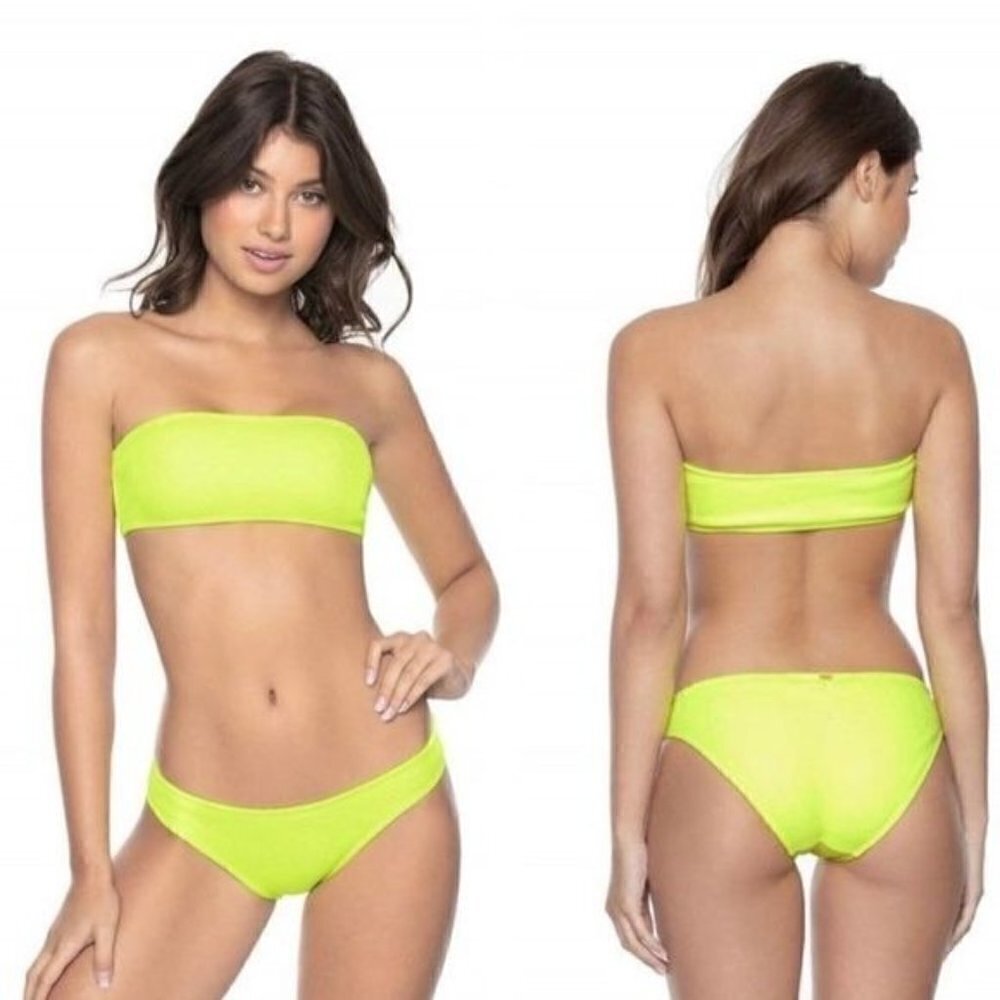 Pilyq Neon Lime Bandeau Bikini Set